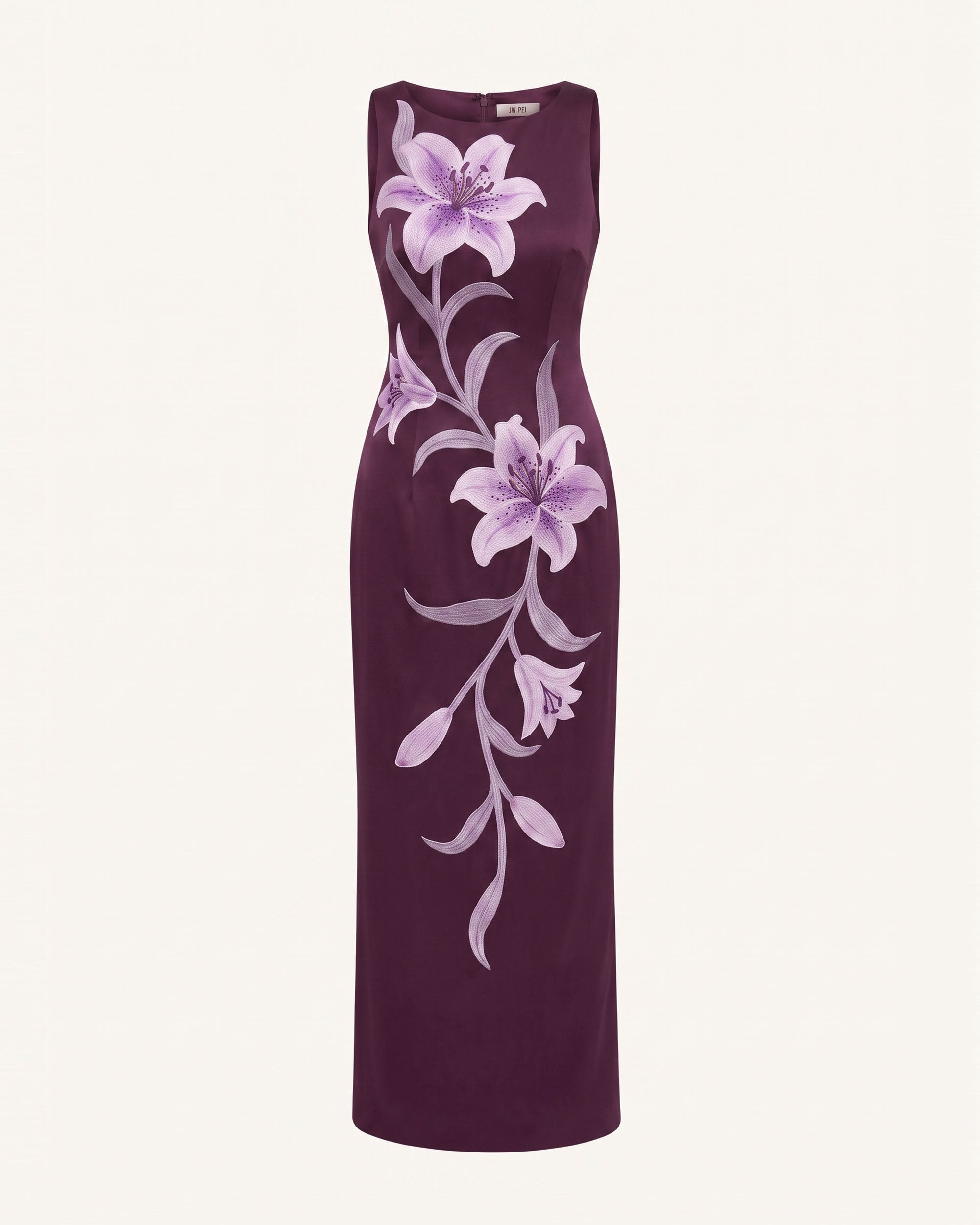 Lily Floral Print Sleeveless Column Maxi Dress - Dark Purple