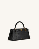 Elena Classic Top Handle Bag - Black Croc