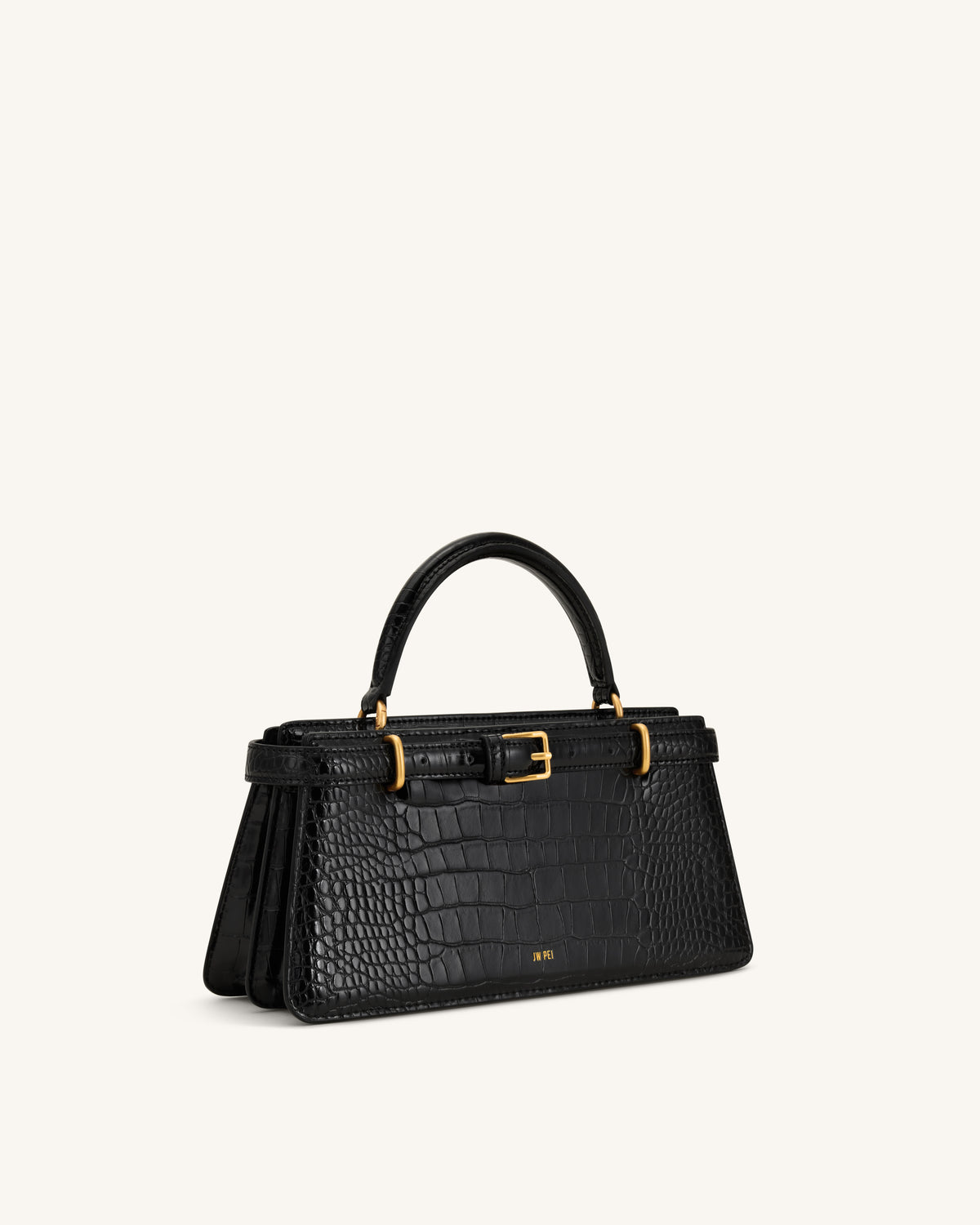Elena Classic Top Handle Bag - Black Croc