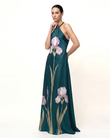 Iris Floral Print
 Halter Maxi Dress -
 Emerald