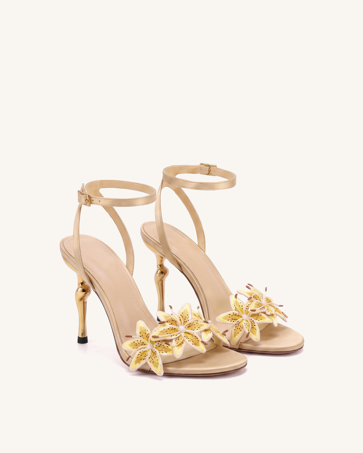 Isadora Lily Floral Heeled Sandals - Apricot