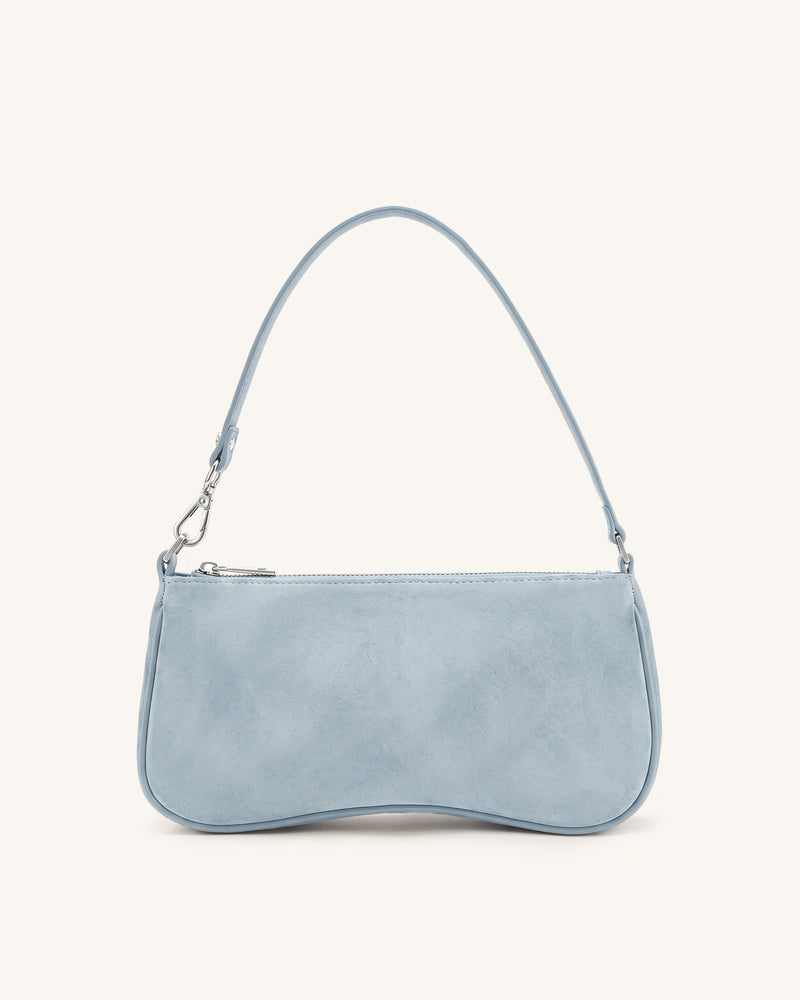 Eva Faux Suede Shoulder Handbag - Sky Blue