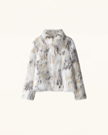 Faux Fur Jacket - White Leopard