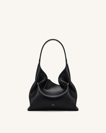 Velora Smooth Hobo Shoulder Bag - Black