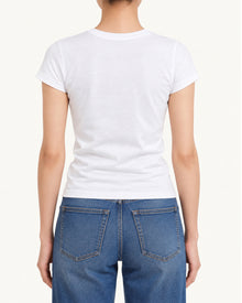 Essential Rhinestone Rose Stretch Slim Tee - Pure White