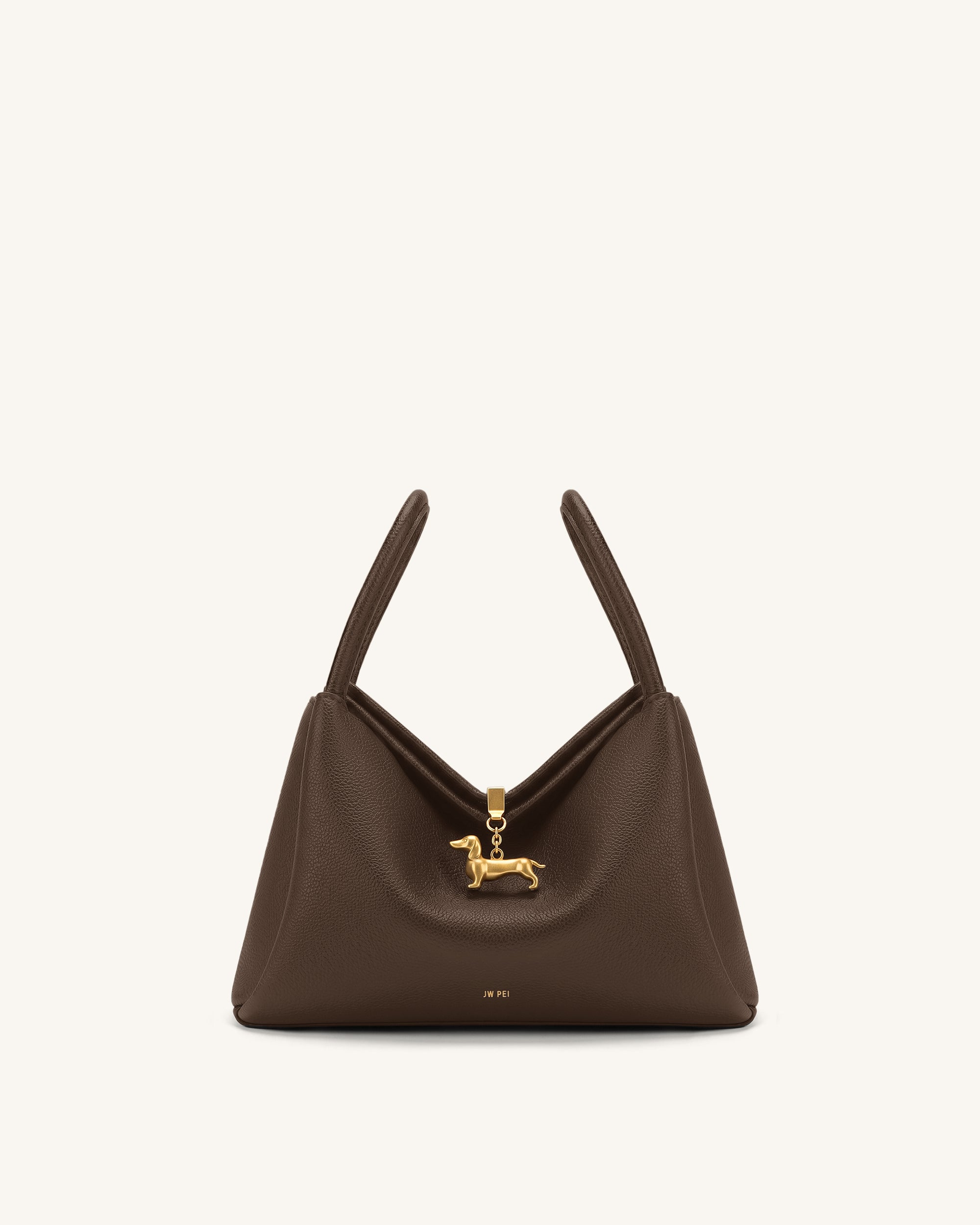 Maelle Dachshund Charm Double Handle Bag - Dark Coffee Brown