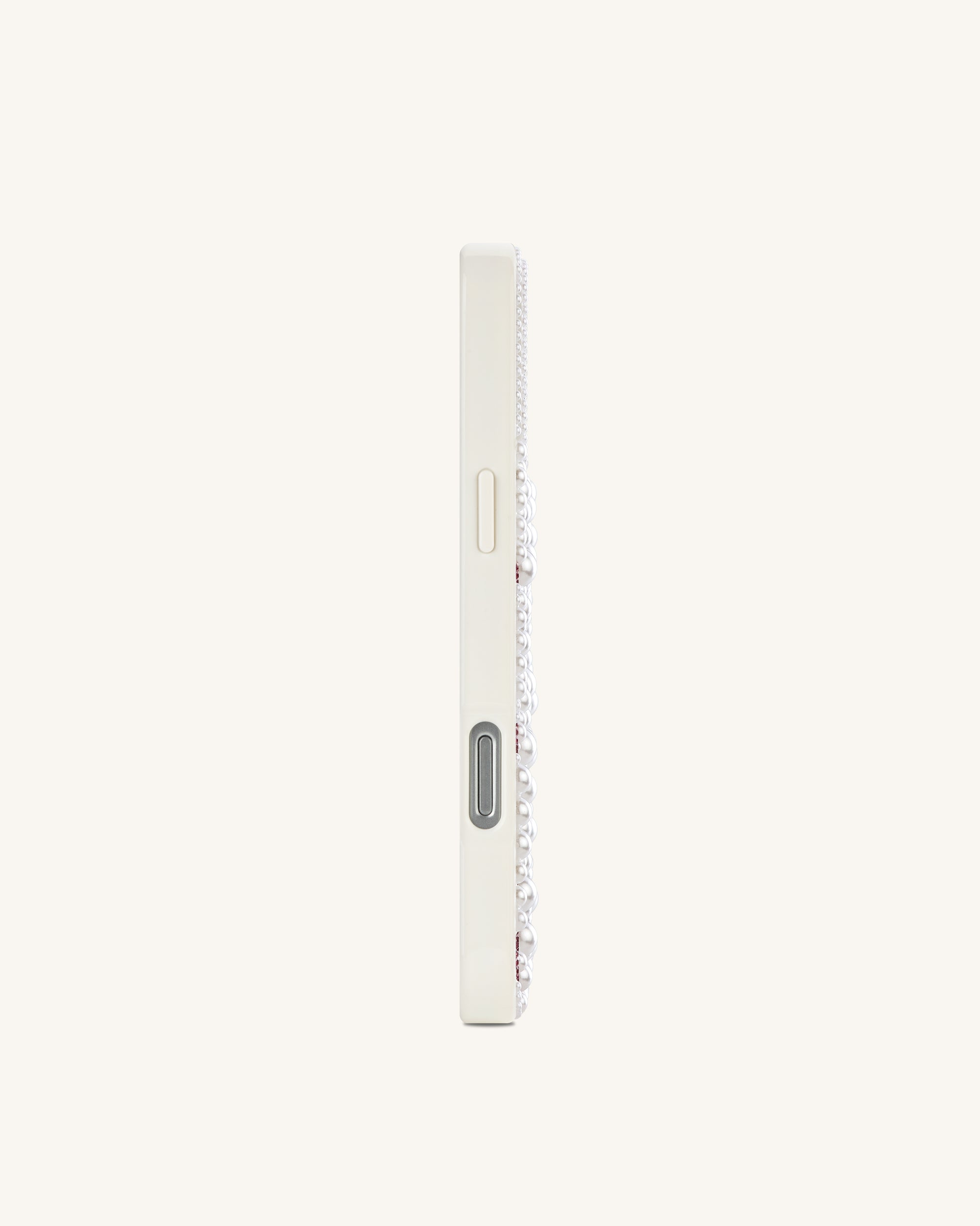 Pearl Artificial Crystal Ribbon Bow Phone Case - White