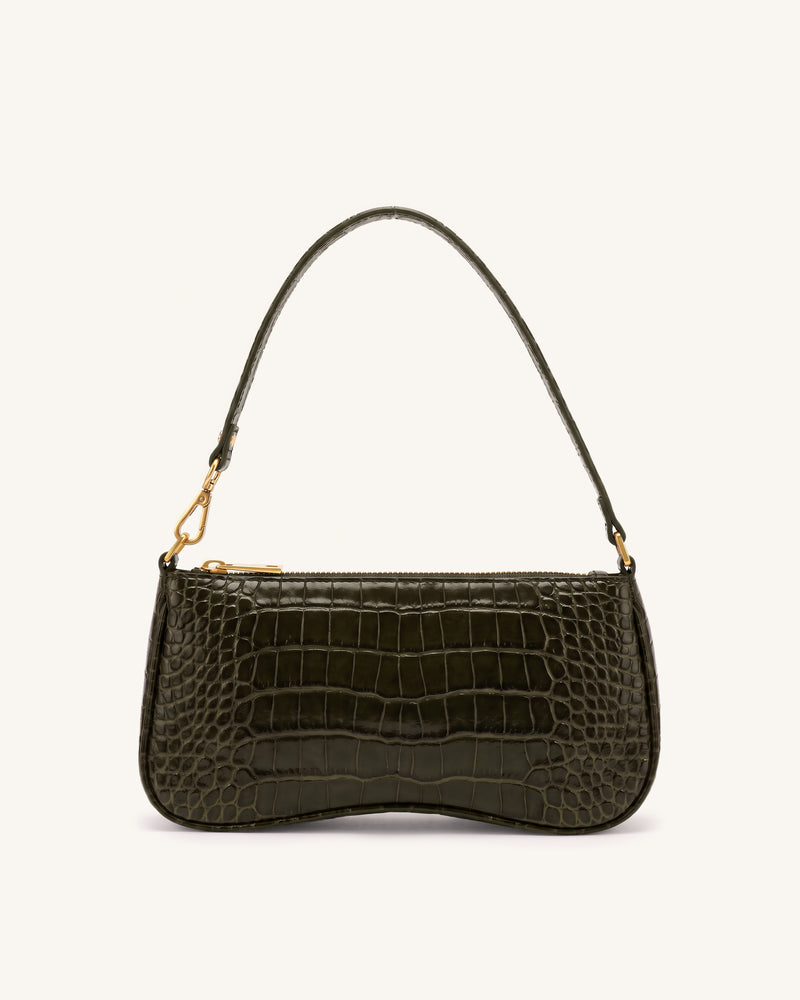 Eva Shoulder Handbag - Gray Green Croc