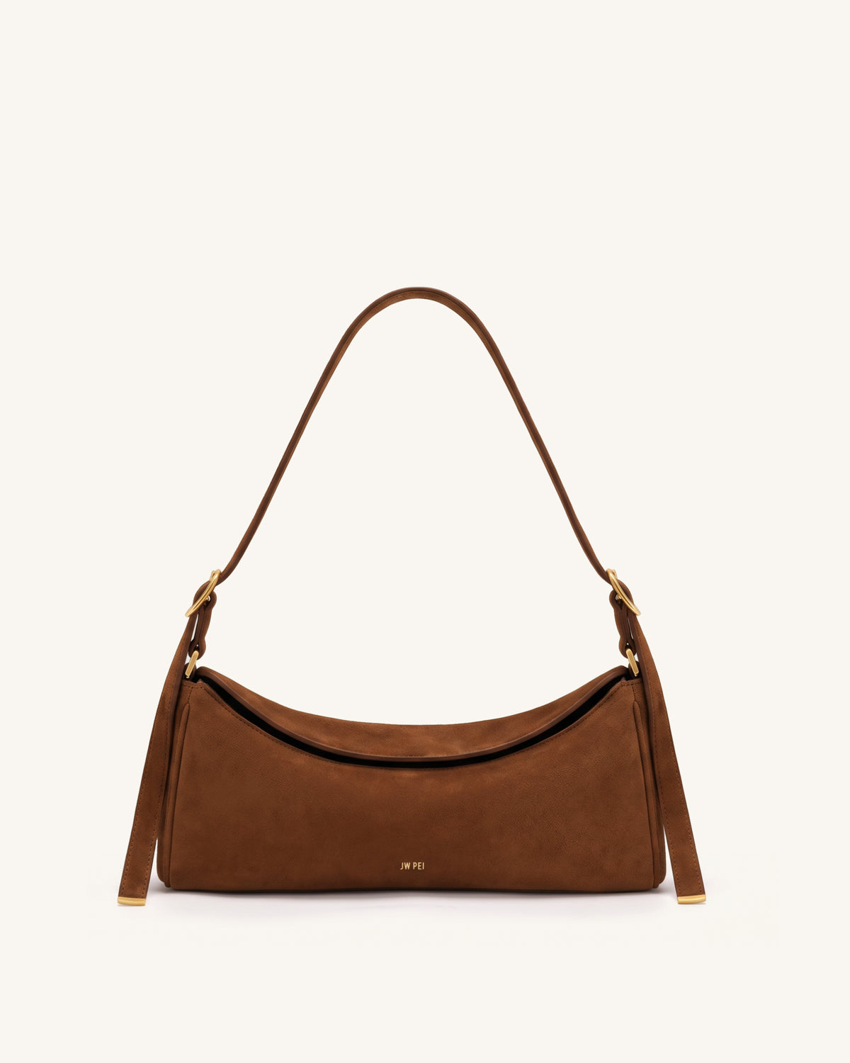 Elowen Faux Suede East-West Shoulder Bag - Mocha Brown