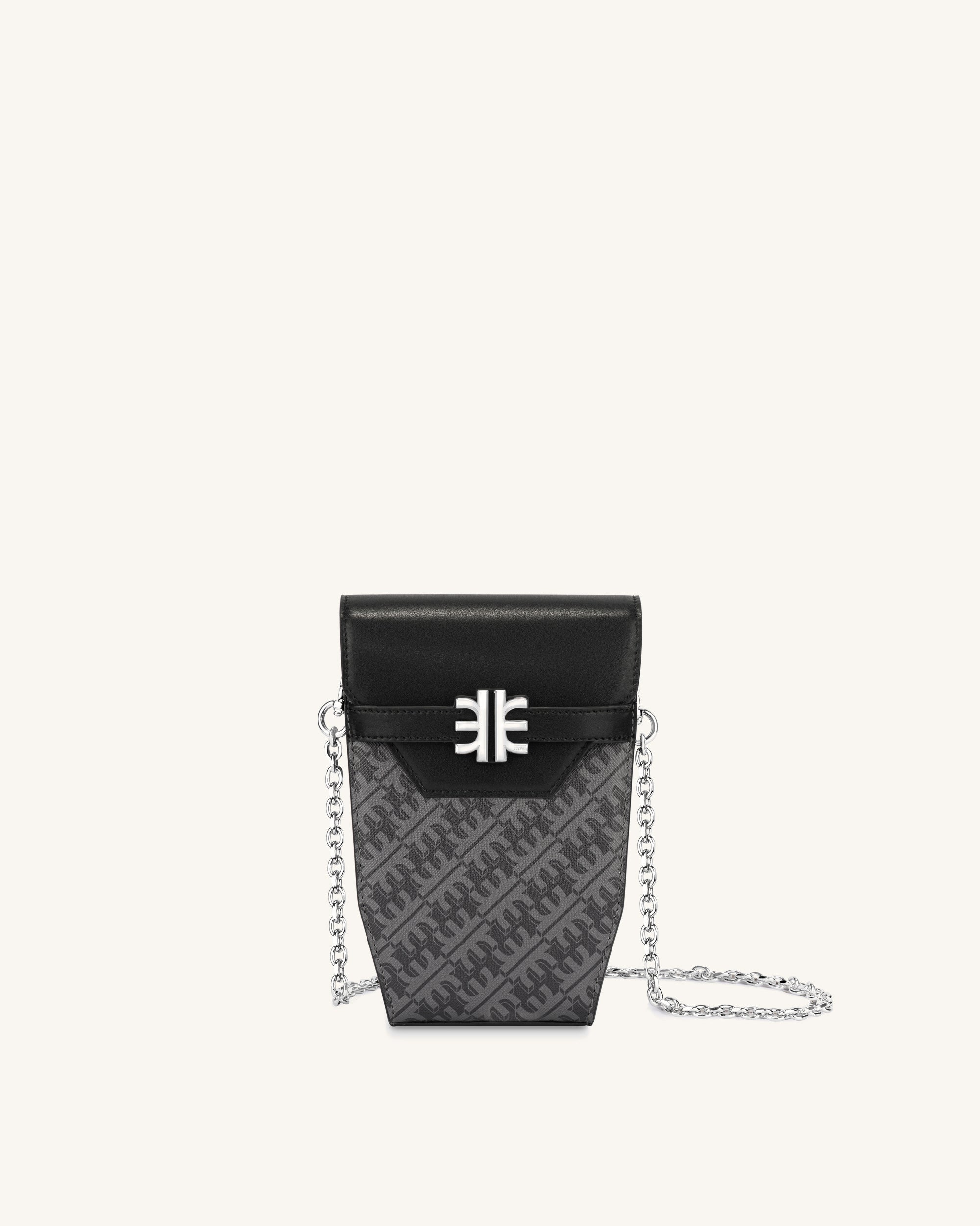 JW PEI FEI Chain Phone Case Women Mini Leather Phone Crossbody Bags (Iron  Black): Handbags
