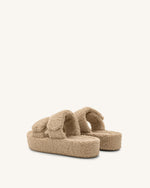 Lexi Faux Fur Platform Sandal - Beige