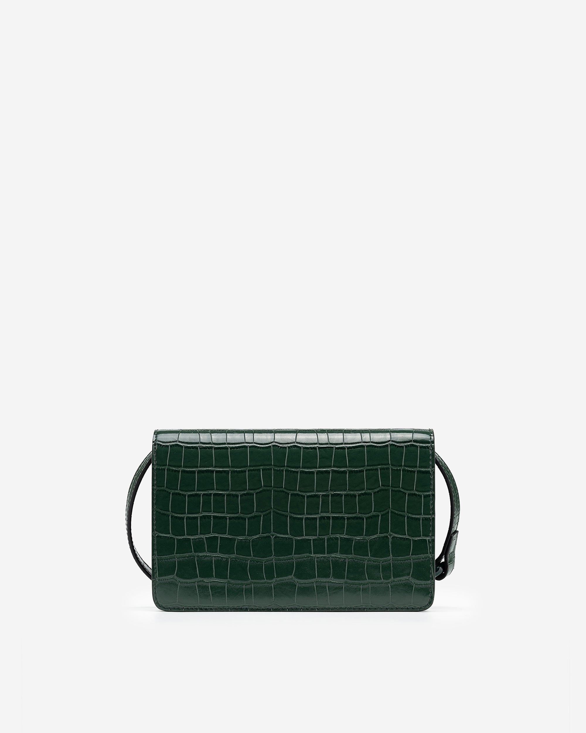 Julia Acrylic Chain Crossbody Bag - Dark Green Croc