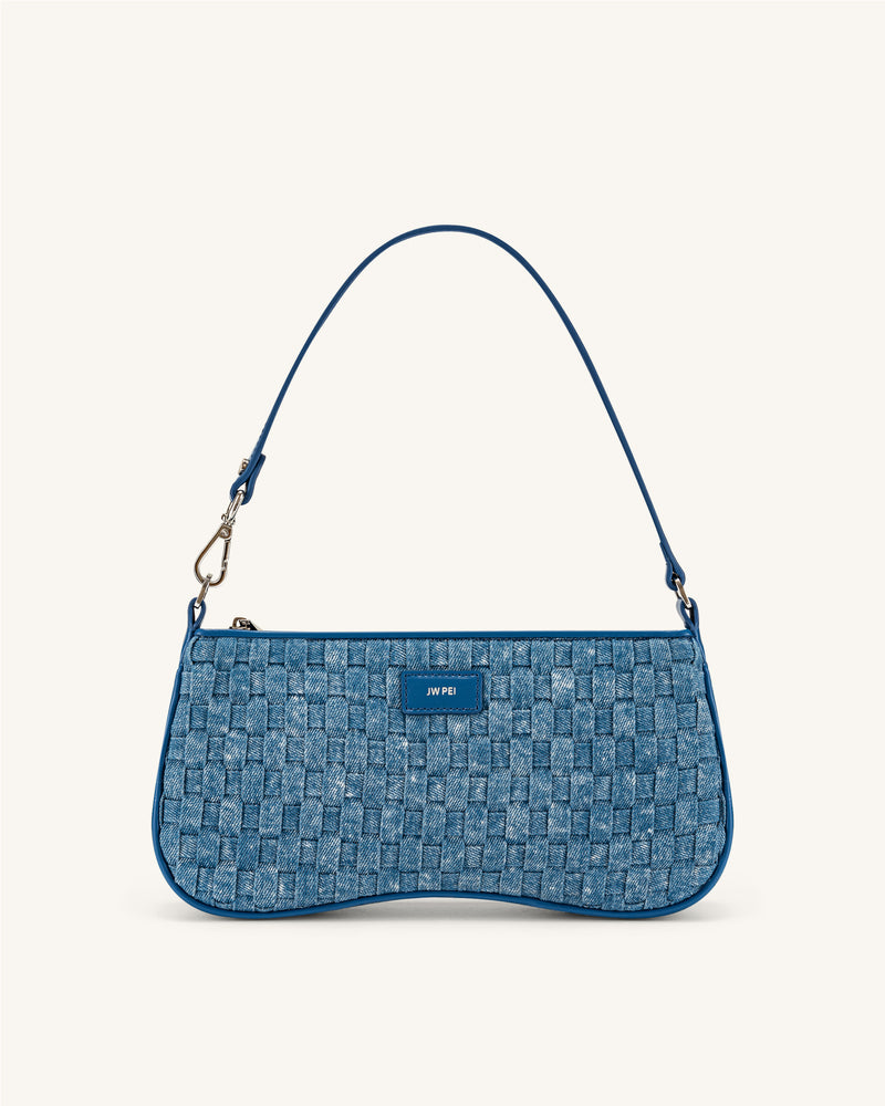 Eva Shoulder Handbag - Blue Denim Weave