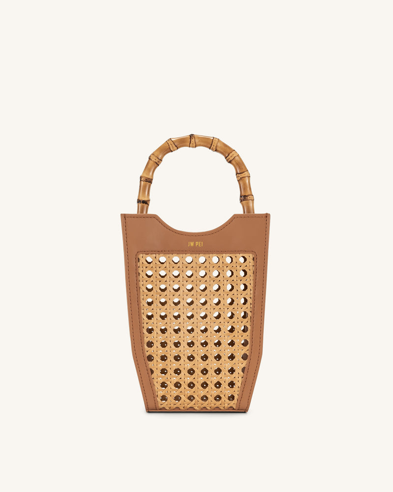 FEI Faux Bamboo Woven Phone Bag - Brown