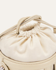 FEI Leather Cutout Bucket Bag - Beige