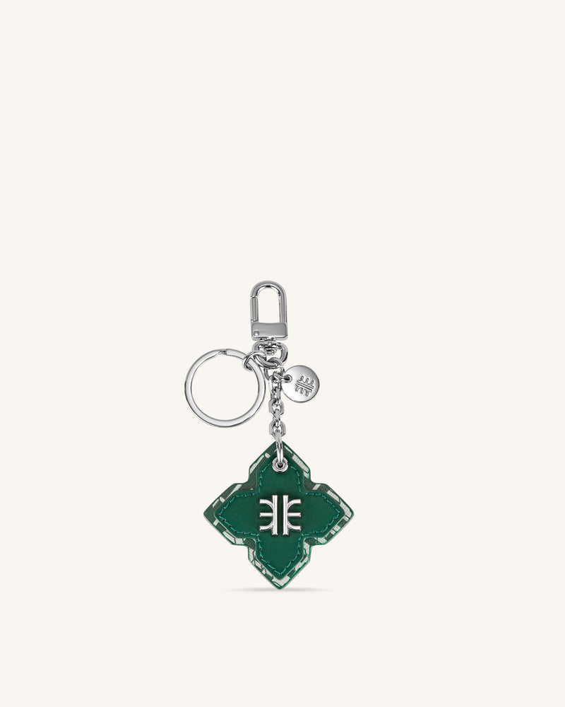 Rhombus Bag Charm And Key Holder - Dark Green