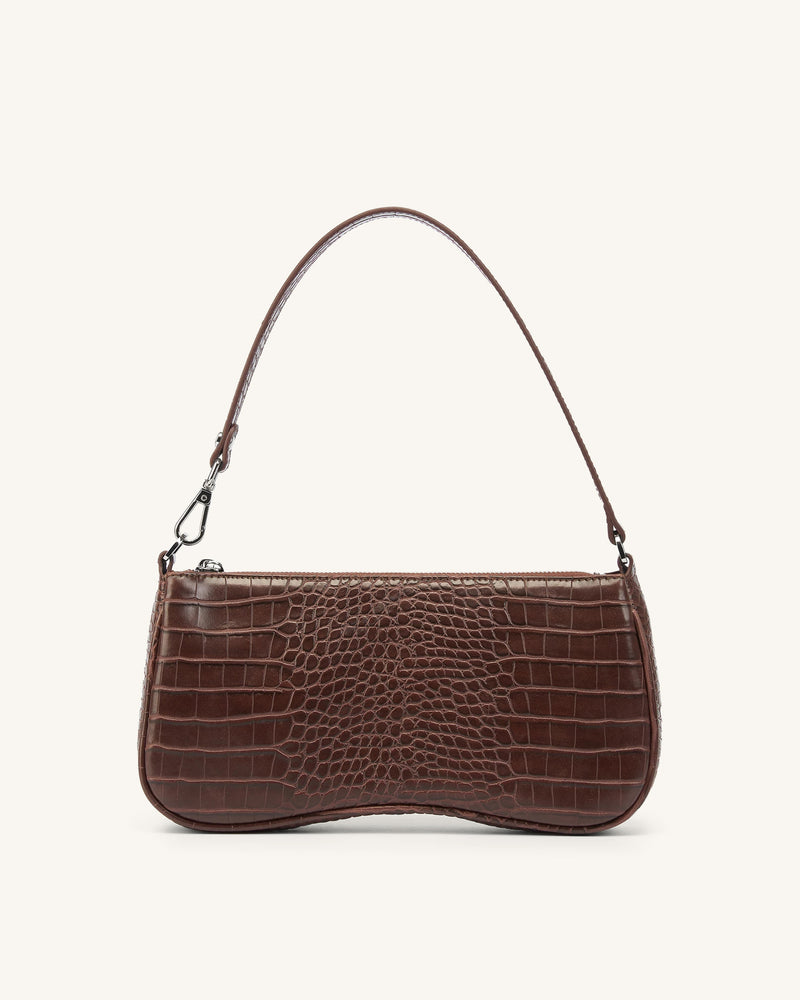 Eva Shoulder Handbag - Brown Croc