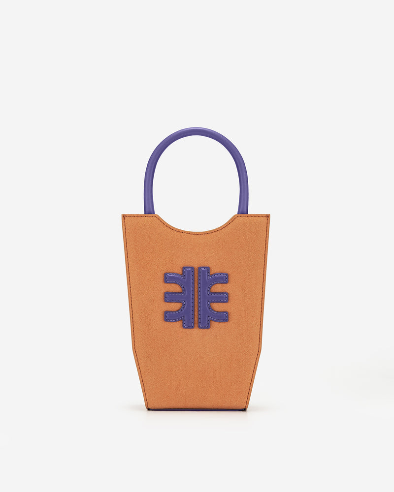 FEI Faux Suede Phone Bag - Orange & Purple