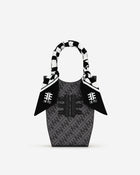 Gradient Checkerboard Faux Silk Twill Scarf - Black