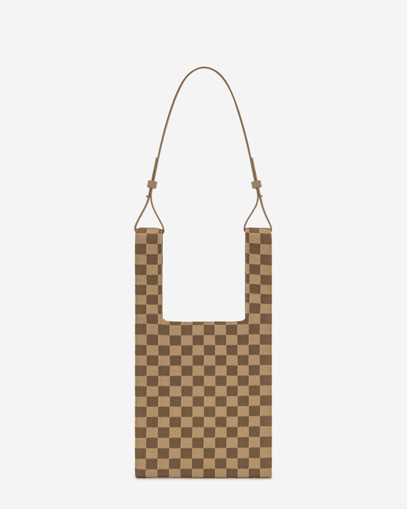 Shea Checkerboard Knitted Tote Bag - Brown