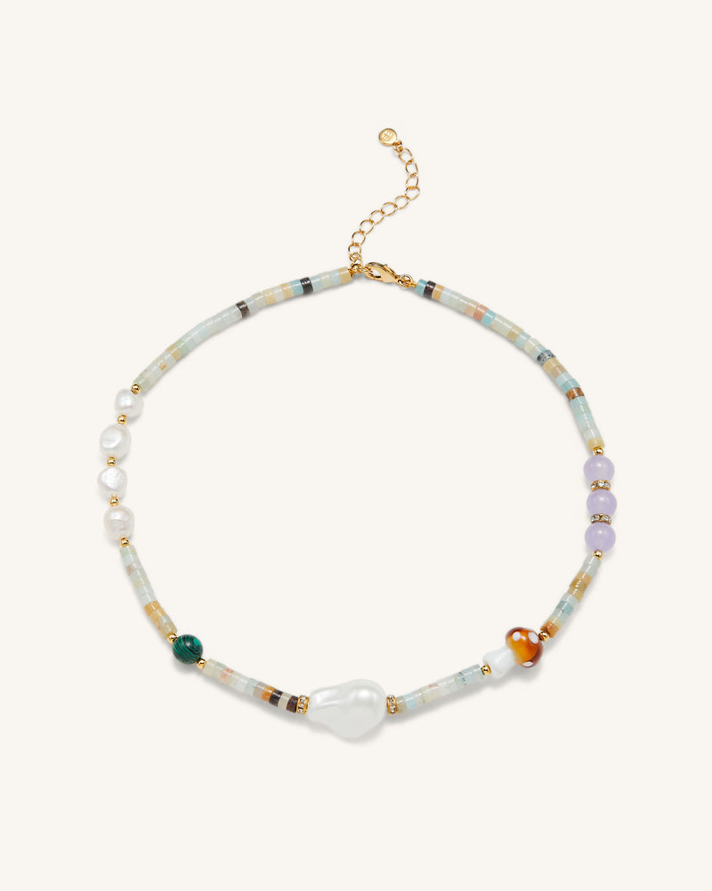Amazonite Multi Beaded Mushroom Necklace