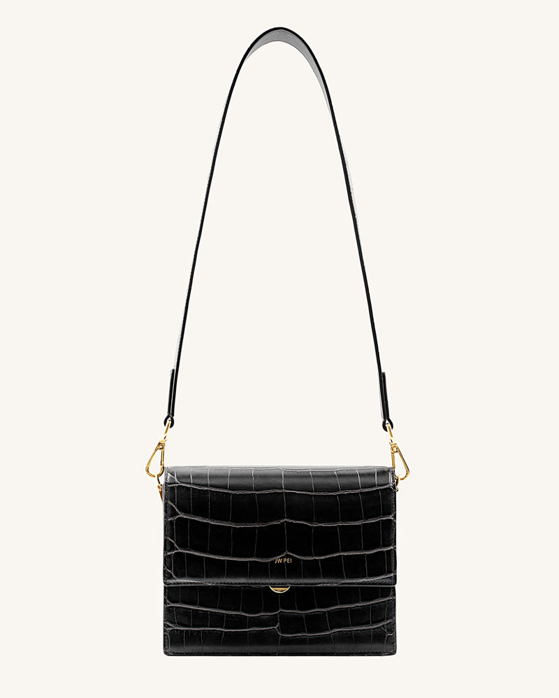 Mini Flap Crossbody - Black Croc